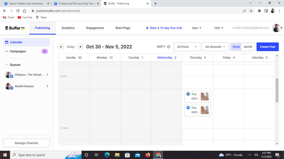 Post scheduling using Buffer