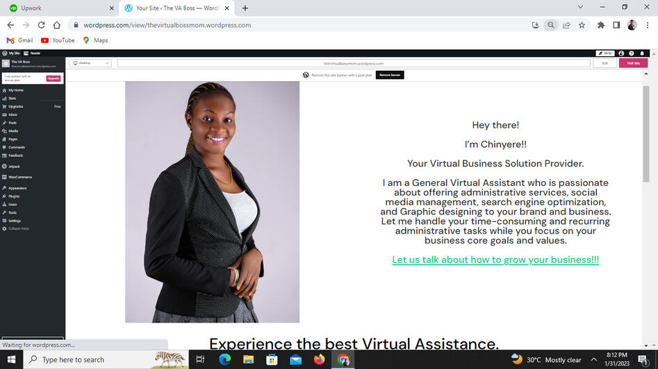 Wordpress website creation